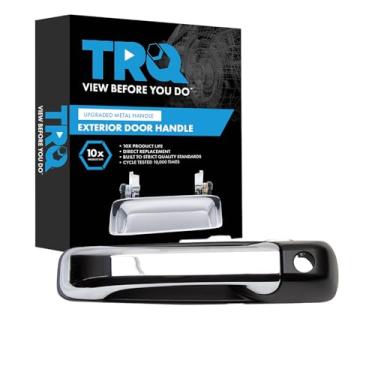 Imagem de TRQ Maçaneta externa do lado do motorista preta e cromada compatível com Jeep Commander 2006-2007 2005-2010 Grand Cherokee