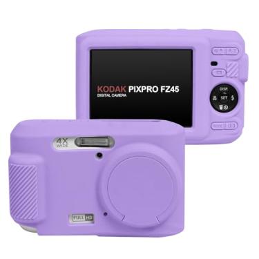 Imagem de Easy Hood Capa para Kodak PIXPRO FZ45, capa de câmera de silicone macio com capa de lente removível, capa protetora leve, ajuste personalizado para câmera FZ45 (roxa)