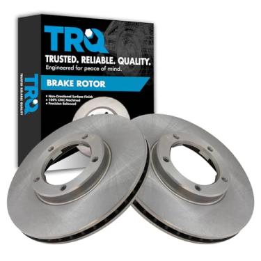 Imagem de TRQ Conjunto de par de rotores de freio a disco dianteiro compatível com modelos Toyota Tacoma 1995-2004 com rodas RWD e 5 terminais