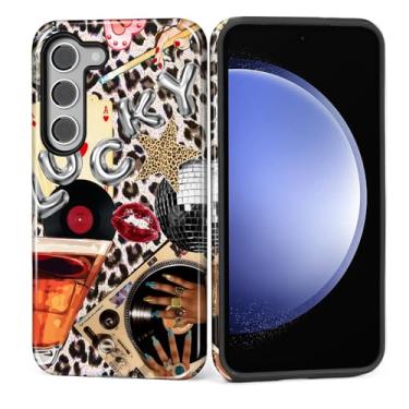 Imagem de MQJCYB Capa para Samsung Galaxy S23 Plus, híbrida, resistente, 2 em 1, resistente, à prova de choque, proteção brilhante, para Samsung Galaxy S23 Plus, retrô, 8 bolas, discoteca, colagem