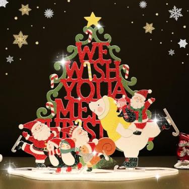 Imagem de Maumdama Conjunto de cartões comemorativos de Natal pop-up 3D – pista de gelo com glitter que não derrama, cena de férias com Papai Noel e pinguins, cartão de montagem fácil com envelope grande e