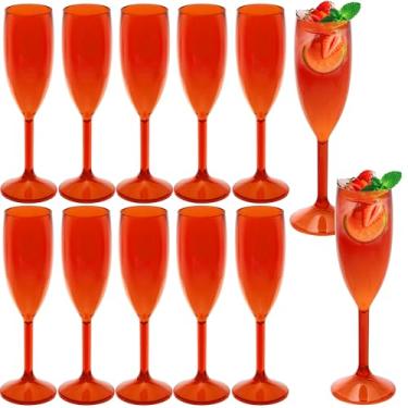 Imagem de 12 peças, taças de champanhe, taças de champanhe de plástico de 153 g, taças de vinho, taças de plástico para festas, copos de bar de mimosa, copos de bebida com haste para celebração de casamento