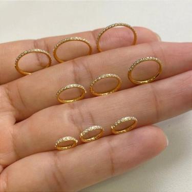 Imagem de Argola aço cirúrgico basic com zircônias clicker - diversos tamanhos -