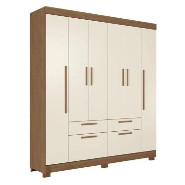 Imagem de Guarda Roupa Casal 6 Portas Guarapuava Jatobá Areia - Santos Andirá