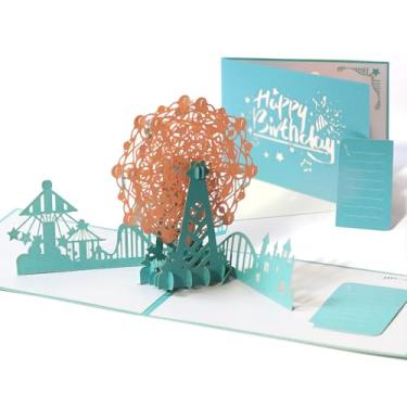 Imagem de Cartões de aniversário com roda-gigante pop up com papel pérola para mulheres, homens, mãe, pai, crianças, esposa, marido, menino, menina, filha, filho, amor, cartões pop-up de feliz aniversário,
