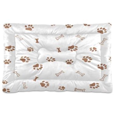 Imagem de Wassud Cama de cachorro marrom estampada ao ar livre para cães pequenos, lavável, impermeável, para viagem, animal de estimação, cama portátil para gatos com fundo antiderrapante para uso interno e