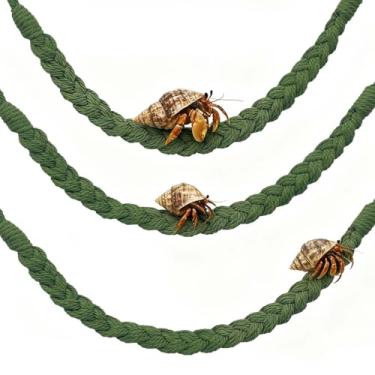 Imagem de kathson 3 peças de brinquedos de escalada de caranguejo eremita, escada de corda de escalada de caranguejo eremita com 10 ganchos de ventosa, acessórios de terrário para lagartos, cobras, lagartixas