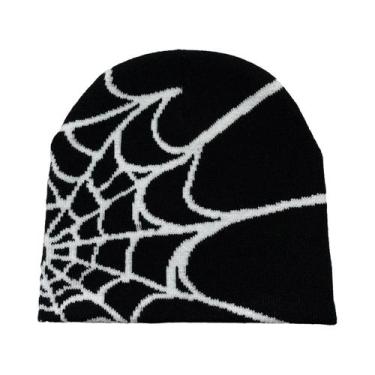 Imagem de Gorro Unissex Y2K De Tricô Com Estampa De Teia De Aranha Para Esportes