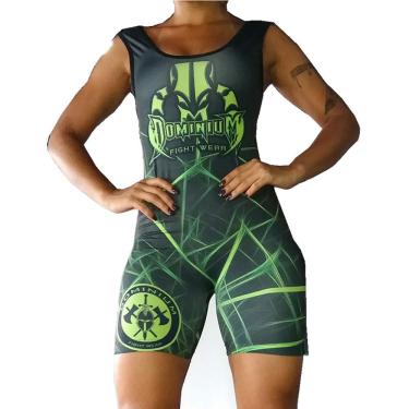 Imagem de Macaquinho Rash Guard Curta com Short - Verde - Academia Fitness Muay Thai MMA - PP