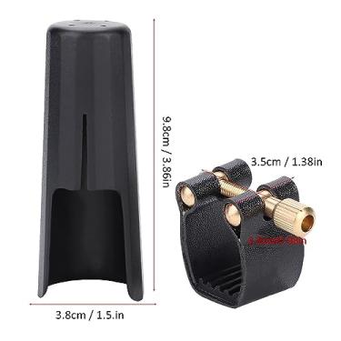 Imagem de Generic Tampa de Ligadura Tenor Sax, Prendedor de Ligadura Pu para Bocal de Baquelite Durável para Profissionais Preto