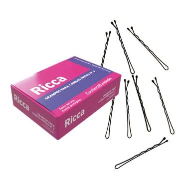 Imagem de Kit 100 Grampos De Aço Invisível Para Cabelo Nº 5 Preto Ricca
