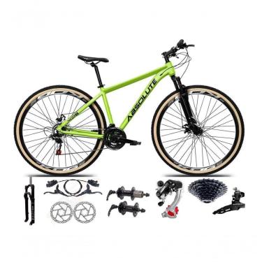 Imagem de Bicicleta Aro 29 Absolute Nero 5 Câmbios Shimano 24v K7 Freios Hidráulicos Garfo Trava Com Pneu Faixa - Verde Tam.15