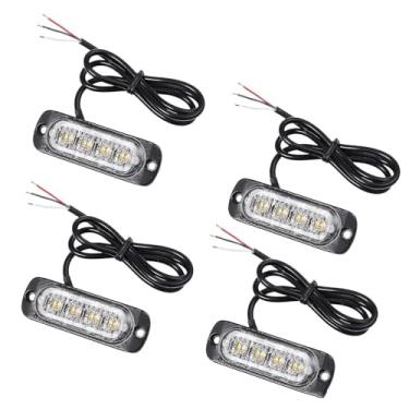 Imagem de 4pcs 4 LED Luzes de Emergência Amarelas 12V 24V Grade Pisca Alta Intensidade 18 Padrões