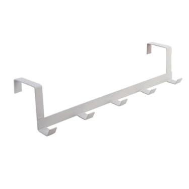 Imagem de NevStp Ganchos sobre a porta 5 ganchos organizador de casa de banho rack roupas casaco chapéu toalha cabide banheiro acessórios de cozinha, branco