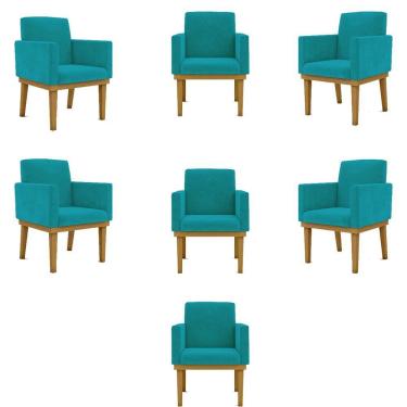 Imagem de Kit 07 Poltronas Decorativa Reforçada Balaqui Decor Cor:azul Turquesa