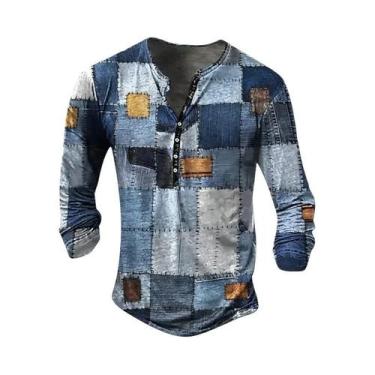 Imagem de Camisas Masculinas Vintage De Manga Longa Com Botões, Estilo Casual E 