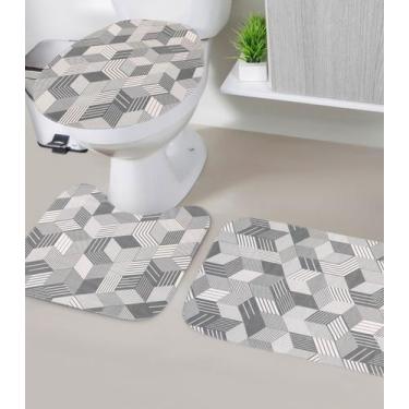 Imagem de Jogo De Banheiro Estampado Tapetes Junior Cinza - Tapetes Júnior, UN, 