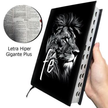 Imagem de Bíblia Sagrada Colorida "Leão Fé" Com Lateral Cinza Edifica Letras Hip