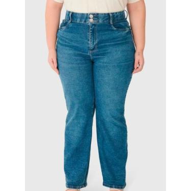 Imagem de Calça Reta Jeans Malwee 1000133373 Feminina Plus Size Cintura Média St
