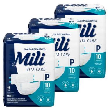 Imagem de Fralda Geriátrica Adulto Mili Vita Tamanho P - 3 Pacotes com 10 Fralda
