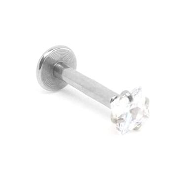 Imagem de Piercing Labret Quadrado Aço Cirúrgico com Pedras Zircônias