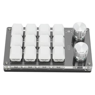 Imagem de Teclado mecânico macro de uma mão, teclado mecânico portátil multifuncional de uma mão com 12 teclas e botões totalmente programáveis, para Windows, para Linux, para Vista, para OS X (branco)