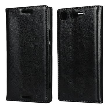 Imagem de coldre de proteção Caso de carteira Flip para Sony Xperia Xz1. Caso, capa de couro genuíno Tpu. Bumper com suporte de cartão Kickstand escondido adsorção magnética à prova de choque carteira de couro