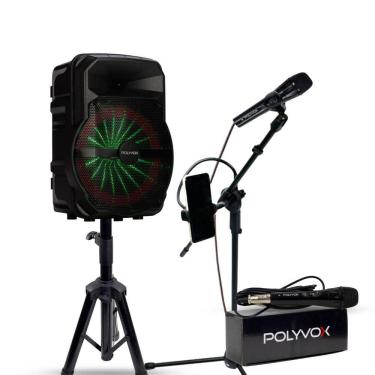 Imagem de Kit Show Polyvox Caixa de som 10" + Tripés + Mic com Fio 