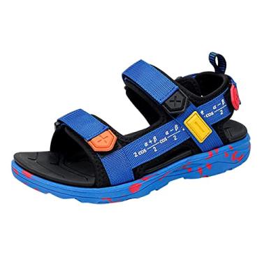 Imagem de Sandálias infantis pés grossos sapatos infantis moda sandálias de praia leves macias doces meninas meninos chinelo tamanho 11, Azul, 3.5 Big Kid
