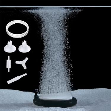 Imagem de Carefree Fish Disco de pedra de ar de nano materiais de aquário de 3 cm com tubo de 90 cm, disco de pedra de oxigênio, difusor de bolhas (bombas de ar não incluídas