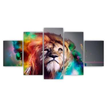 Imagem de Quadros Mdf Leão De Judá Em Chamas Colorido Sala Quarto - Quadros Bara