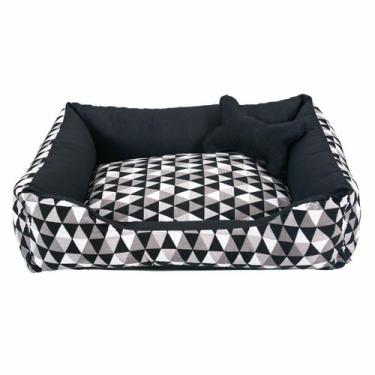 Imagem de Cama para Cachorro Médio 60X50 Com Zíper Estampa Geométrico Preto - Lh