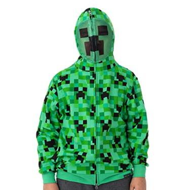 Imagem de Minecraft Moletom com capuz Game Creeper Camo Face Zip Up Fleece para meninos e meninas – Verde, infantil/juvenil tamanho GG