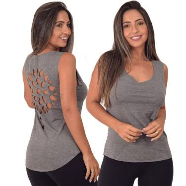 Imagem de CAMISETA FITNESS Feminina Regata de academia Blusa RECORTE A LASER MAN