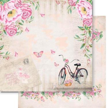 Imagem de Papel Scrapbook Sd1-095 30,5x30,5cm Bicicleta, Flores Litoarte
