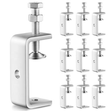 Imagem de 10 peças de aço inoxidável 304 braçadeira C mini braçadeira de tigre de 2,5 cm braçadeiras em U de metal resistente com abertura de mandíbula larga estável para montagem de metal trabalho em madeira