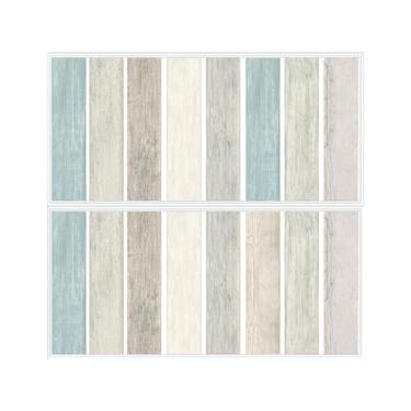 Imagem de RoomMates Decalques gigantes de parede com tábua de madeira envelhecida azul para destacar e colar