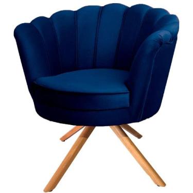 Imagem de Poltrona Giratória Pétala em Sued Premium Azul Marinho - Sua Casa Deco