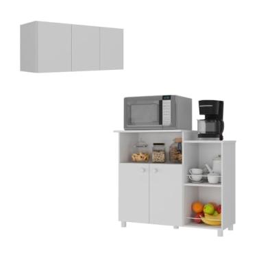 Imagem de Kit Armário de Cozinha 3 Portas com Balcão Multiuso/fruteira Multimóveis Mp2237 Branco