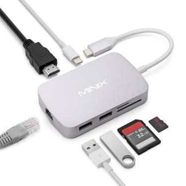 Imagem de MINIX Adaptador USB C, hub USB C 7 em 1 com HDMI 4K 60Hz, Gigabit Ethernet, 2 USB 3.0, carregamento PD de 100 W, leitor de cartão SD/TF, compatível com MacBook Pro/Air, iPad Air/Pro, iMac, laptop, PC,