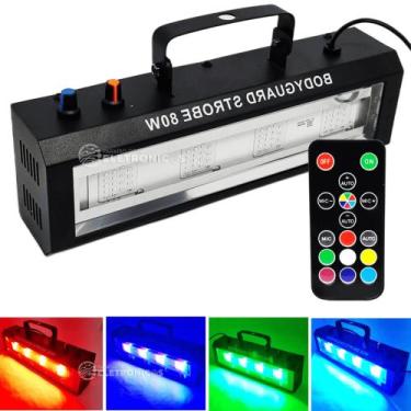 Imagem de Canhão Strobo 80w Controle Remoto Luz RGB Colorido Baladas, Aniversari