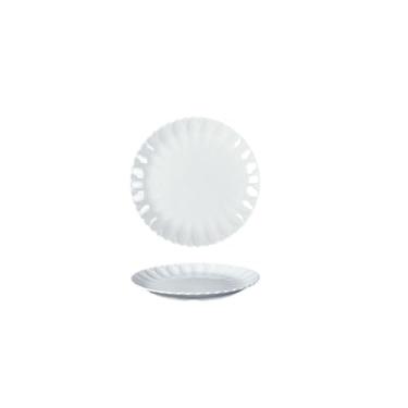 Imagem de Prato de osso de disco branco de porcelana sintética, prato de arroz refogado de fast food - 3407; prato de crisântemo de 18 cm - branco