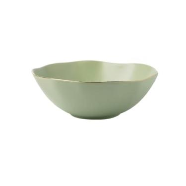 Imagem de Conjunto de tigela e prato de cerâmica minimalista, tigela e prato personalizados de cor sólida para uso doméstico - tigela de sopa de 23 cm - verde