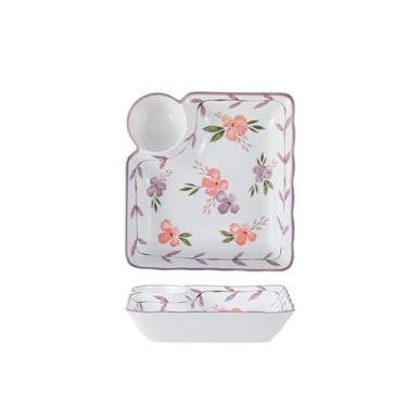 Imagem de Conjunto de tigela e prato personalizados de estilo japonês, utensílios de mesa, restaurante doméstico, hotel, tigela de arroz, tigela de sopa, utensílios de mesa de cerâmica - prato de bolinho de