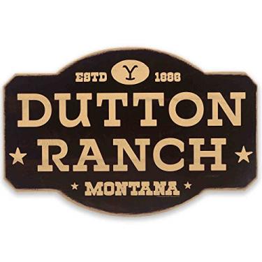 Imagem de Yellowstone TV Show Dutton Ranch Decoração de parede de madeira - Placa Yellowstone Dutton Ranch para decoração de casa