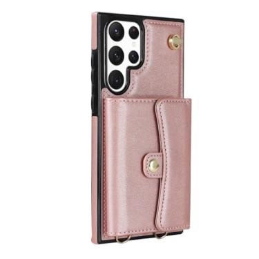 Imagem de HJZSZX Para Samsung A54 (5G) Cordão Couro Flip Phone Case Wallet Card Cover (Para Samsung A54 (5G)/Rosa)