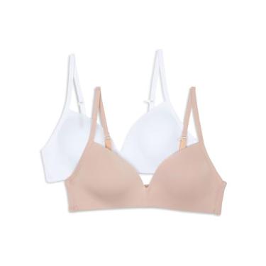 Imagem de Hanes Sutiã sem aro moldado para meninas, pacote com 2, Nude/branco, 32A