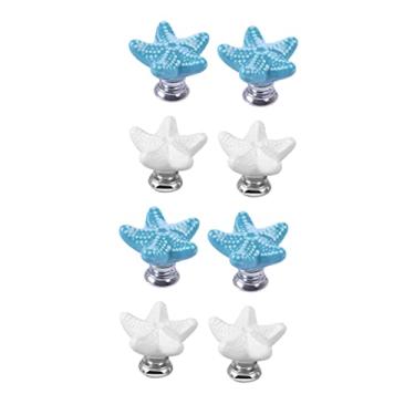 Imagem de Puxador de 8 peças puxadores brancos de cômoda puxadores de armário brancos puxadores de móveis de cerâmica puxadores de armário de praia puxadores de armário náuticos puxadores de armário para porta