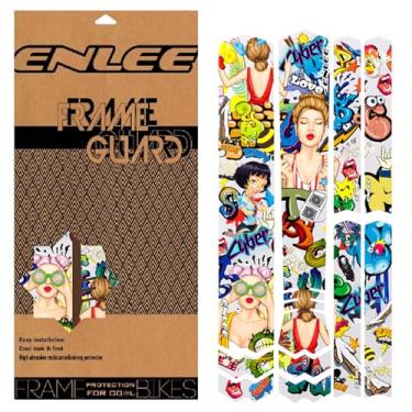 Imagem de ENLEE Kit de proteção de quadro de bicicleta, envoltório de quadro de bicicleta de TPU não amarelado, resistente a impactos, adesivo protetor de quadro de bicicleta resistente a raios UV, para tubos