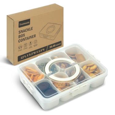 Imagem de Bandeja de servir dividida para doces, condimentos, frutas e nozes - Recipiente de lanche seguro para lava-louças com tampa - Tábua de charcutaria portátil para festas, piqueniques, viagens e lanches